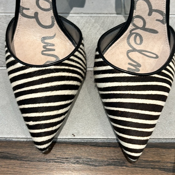 Sam Edelman calf fur 4 in heels in black/white, size 7M - Picture 7 of 7